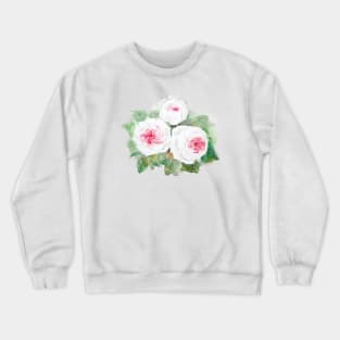 3 white and pink watercolor roses Crewneck Sweatshirt